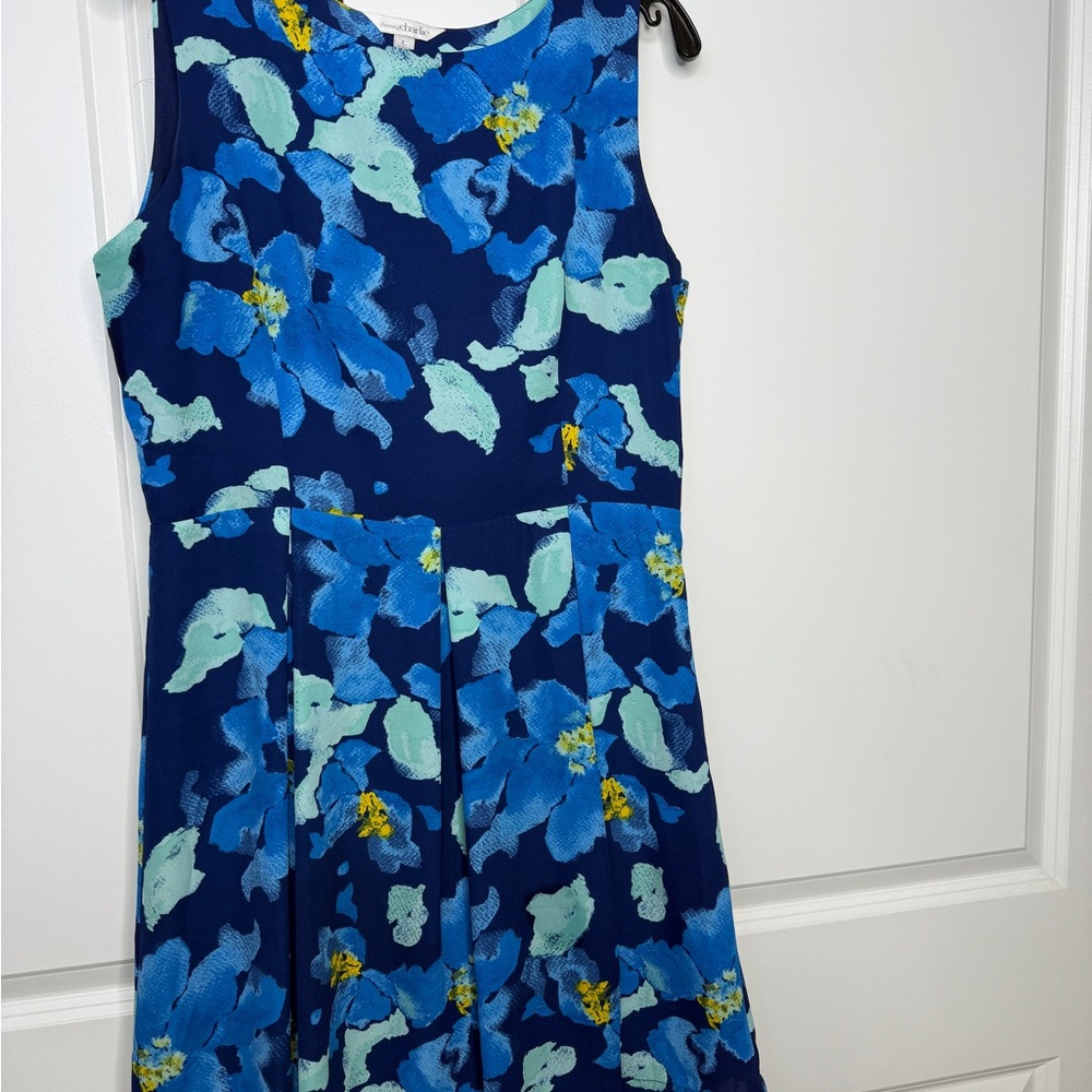 Charming Charlie Blue floral A-Line sleeveless Midi Dress Large - Picture 2 of 5